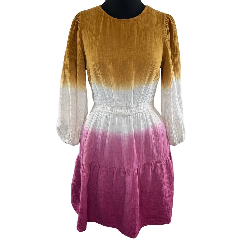 Universal Thread Tie Dye Gauze Cotton Dress Women’s Ombre Tier Ruffle S Small